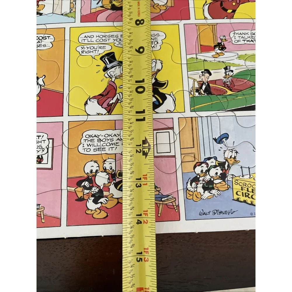 Vintage 1961 Disney Frame Tray Puzzle Funnies Uncle Scrooge Flea Circus & poster